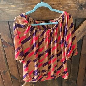 The Limited pink and Purple Striped nude Blouse